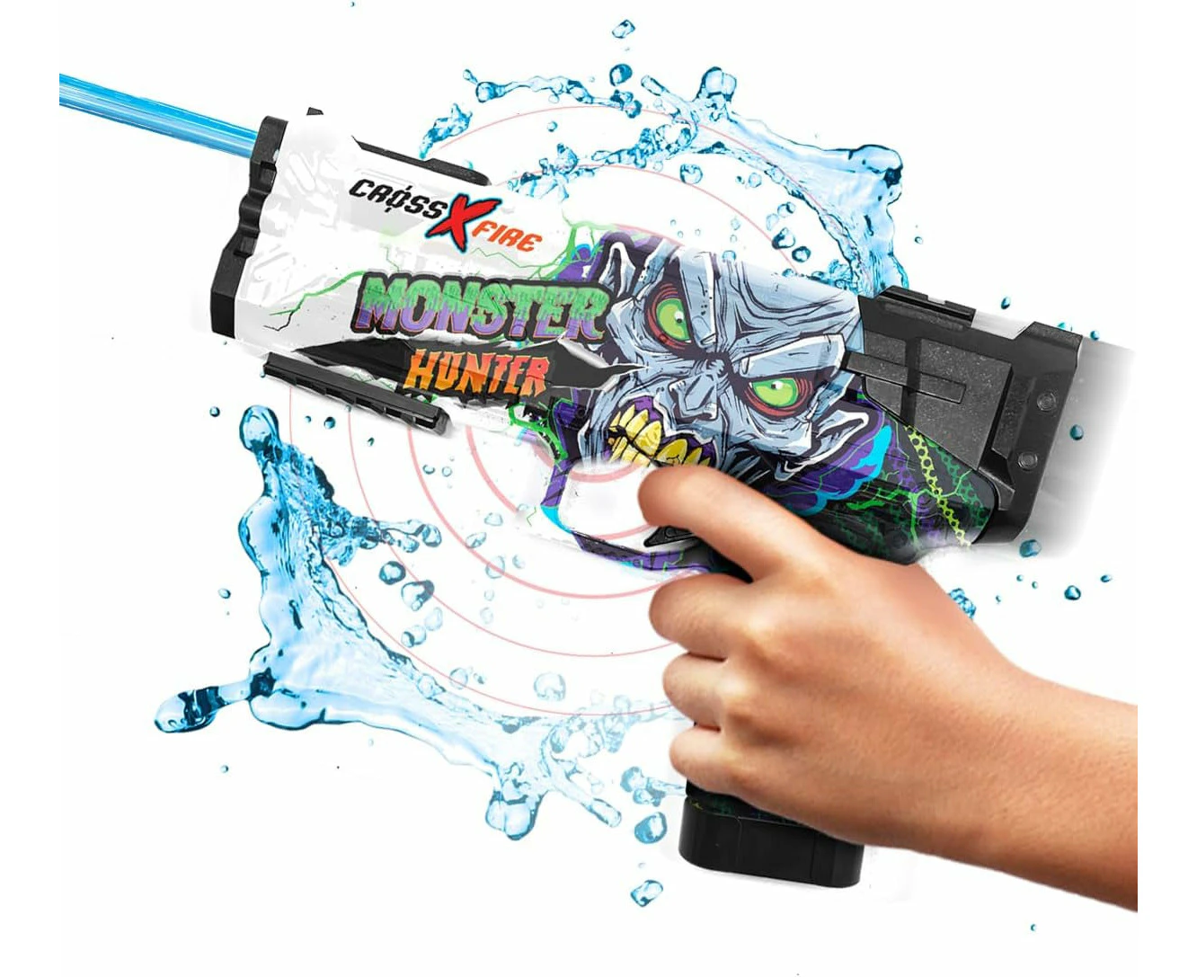 Kazaang Cross Fire AquaZ Watergun - Monster Hunter - Powerful Electric Water Gun Pistol with Built-in Motor and 10m Range - Battery Operated Water Gun T