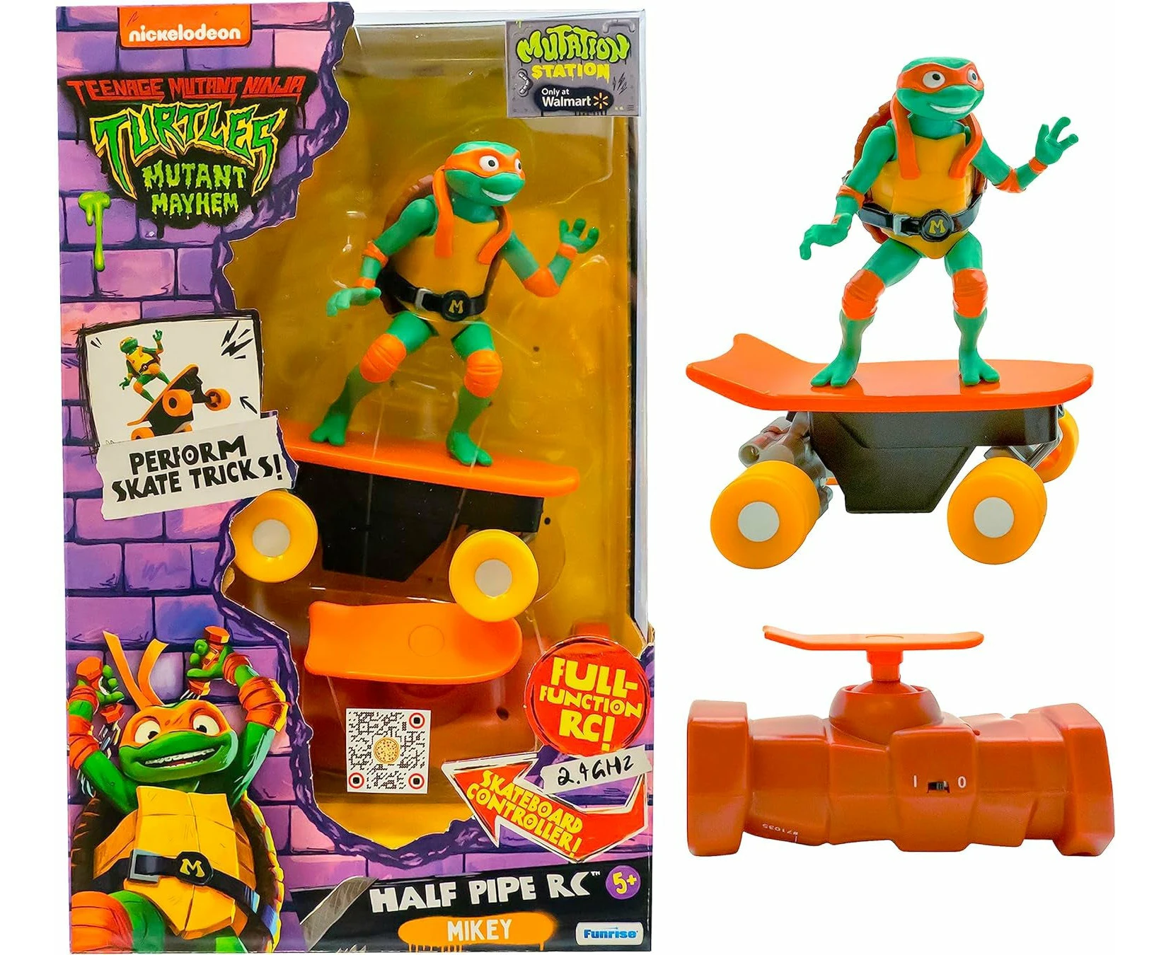 Teenage Mutant Ninja Turtle Michelangelo Half Pipe RC Vehicle Movie Edition Ages 5+ - Skate + Performs Tricks - 2.4GHz RC Controller