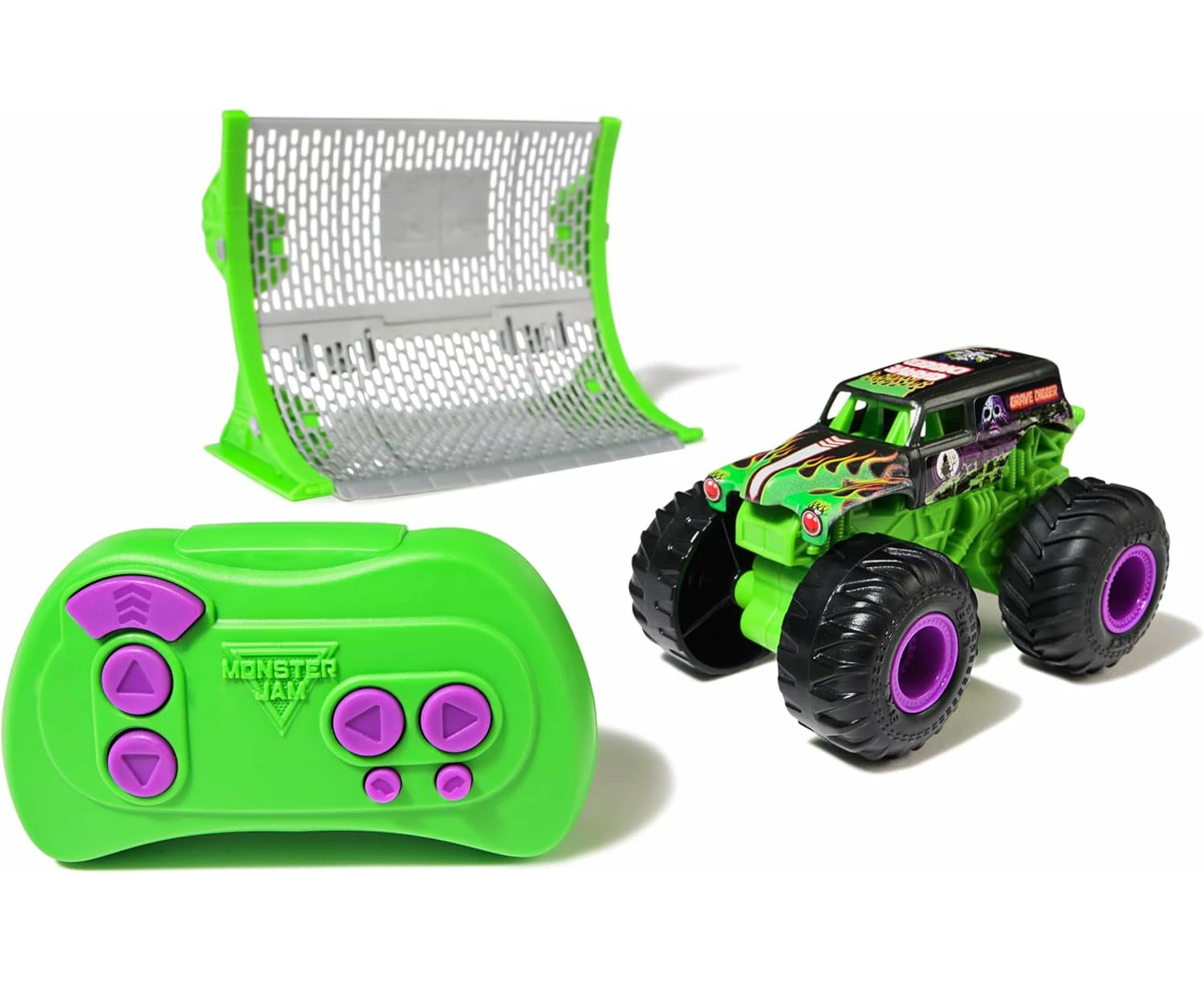 Monster Jam, Official Grave Digger Remote Control Monster Truck 1:64 Scale, Includes Ramp, RC Cars Kids Toys for Boys and Girls Ages 4 and up