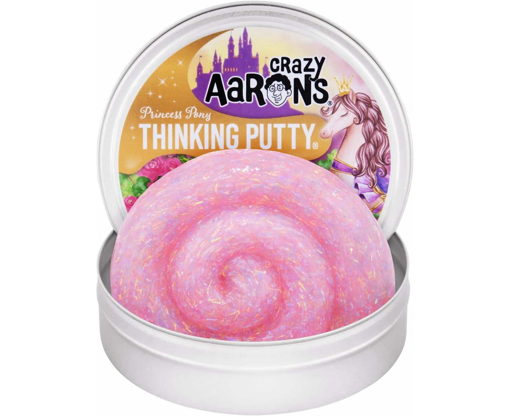 Crazy Aarons Thinking Putty 4-Inch Tin Trendsetters Princess Pony Thinking Putty Pink