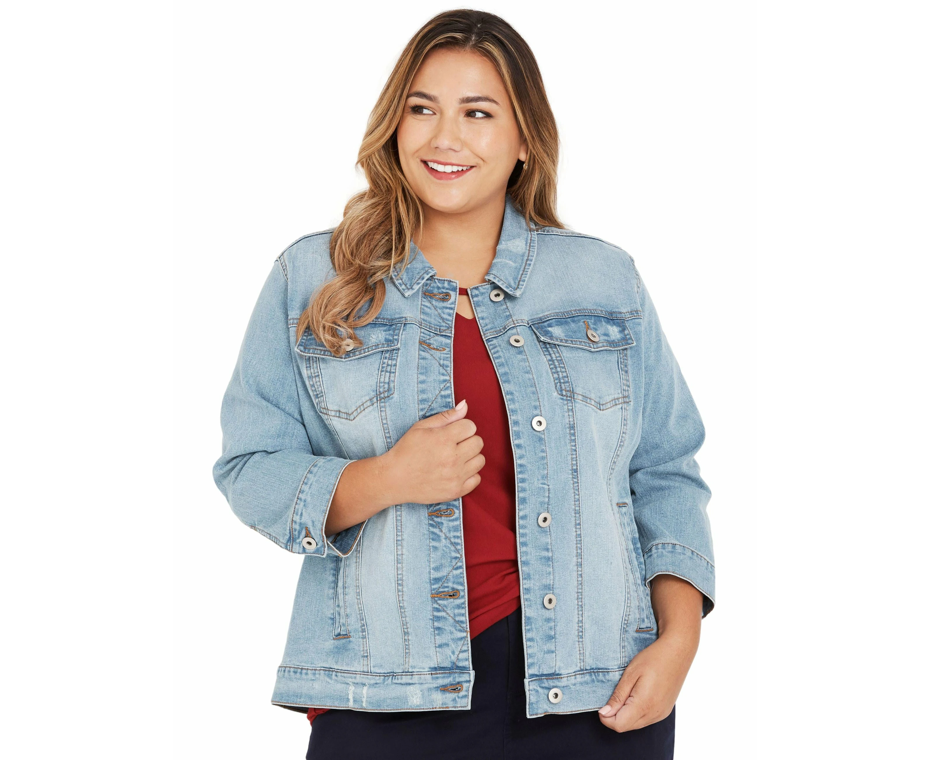 BeMe Womens Jacket - Plus Size Blue Basic - Denim - Winter - Relaxed Fit - Solid - Straight Sleeve - Length Regular