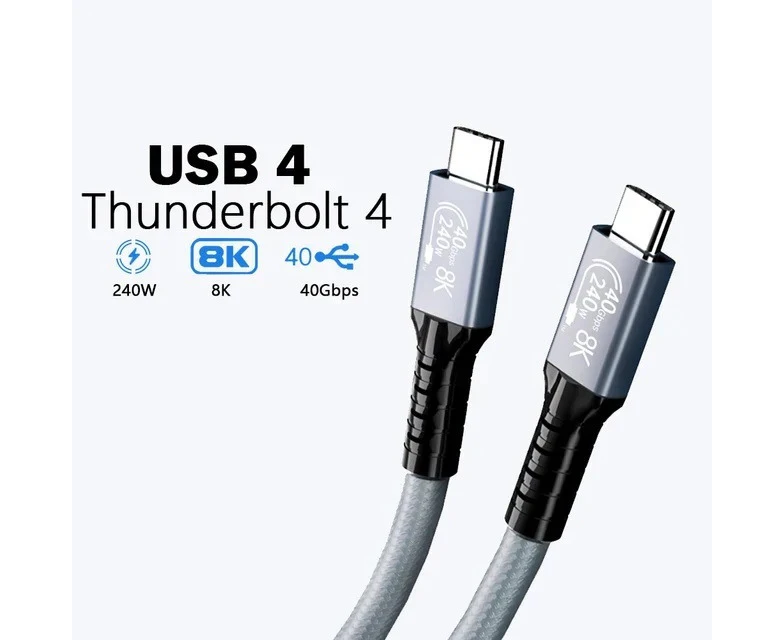 Pisen BoostUp Thunderbolt 4 USB-C to USB-C Cable (1.8M) Black - USB4 - 40Gbps240W8K 60Hz4K Video Edit Best for Laptop iPhone iPadSamsung Galaxy