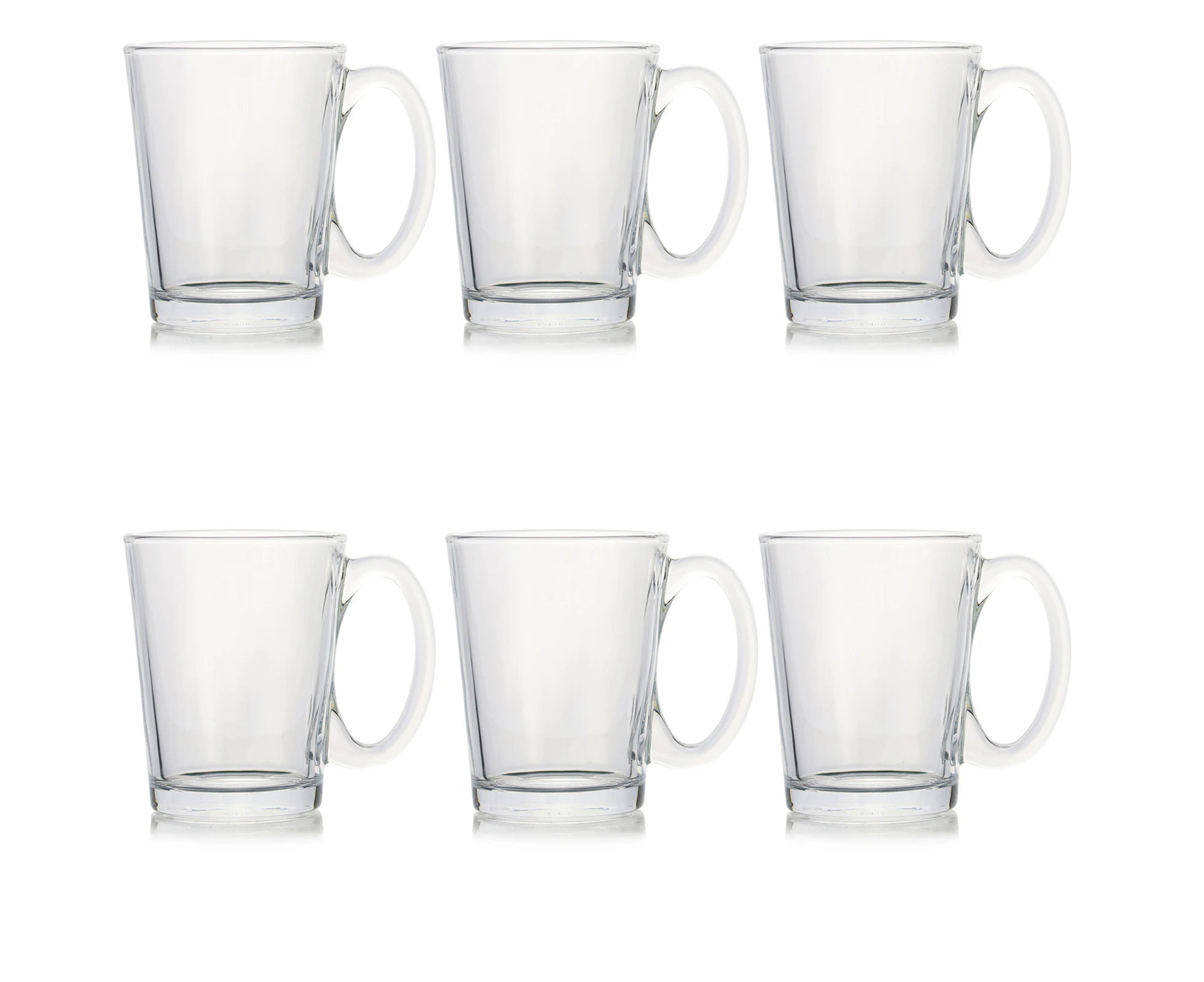 6Pcs Durable Glass Coffee Milk Mugs With Handle Wide Mouth Hot Cold Beverage Mug