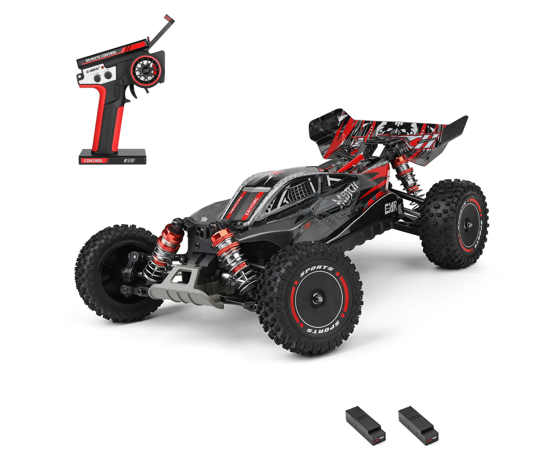 WLtoys 124010 Remote Control Car 1/12 2.4GHz 55KM/H High Speed Off Road Car 4WD Vehicle Gifts for Kids 2 Battery