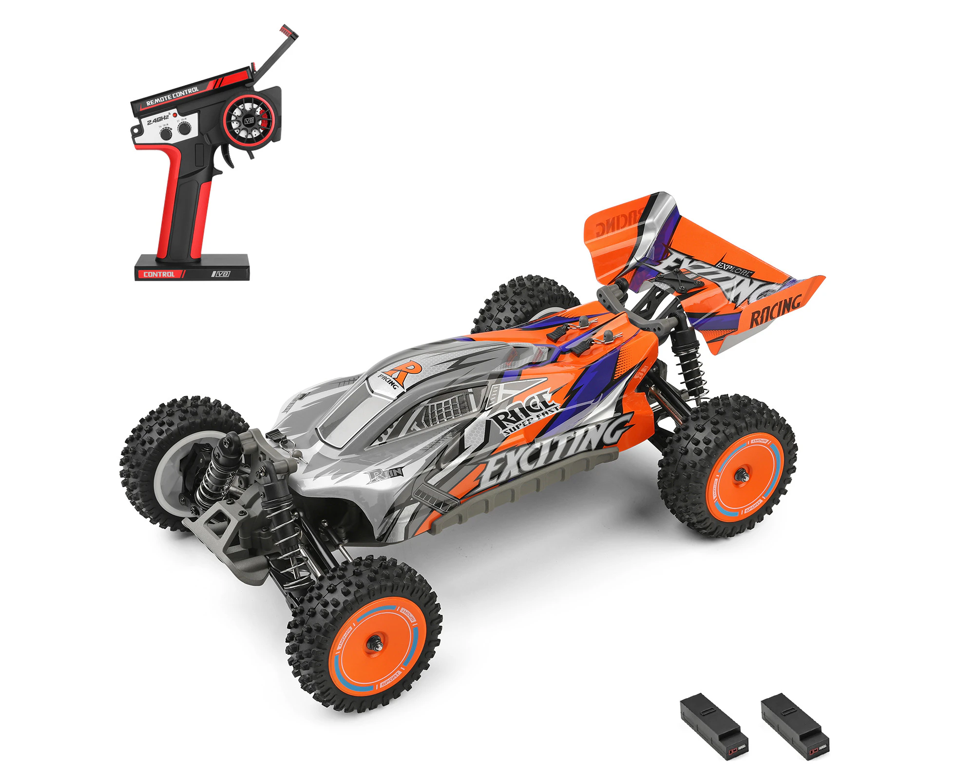 WLtoys 124010 Remote Control Car 1/12 2.4GHz 55KM/H High Speed Off Road Car 4WD Vehicle Gifts for Kids 2 Battery