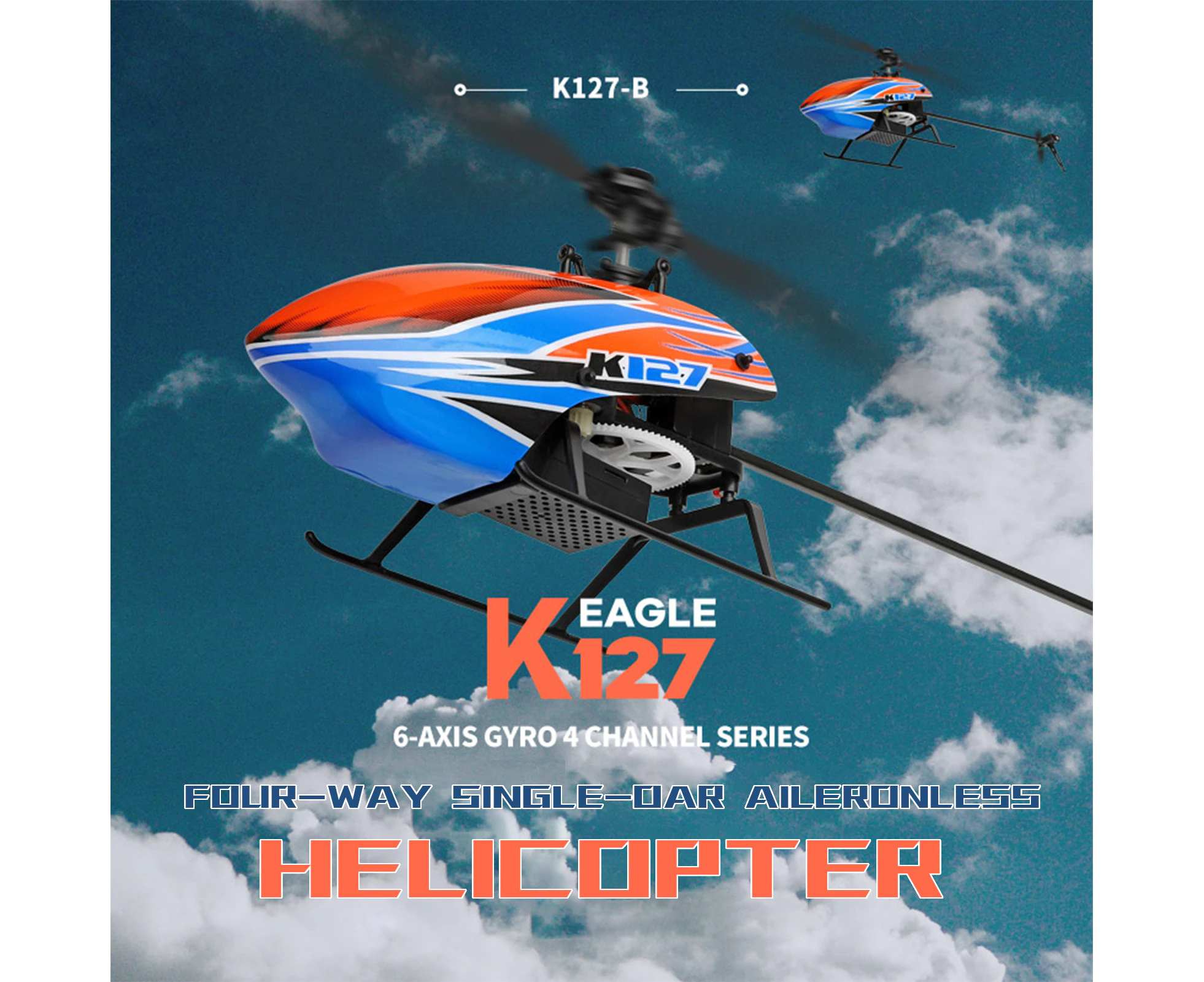 WLtoys XKS K127 RC Helicopter Remote Control Helicopter for Beginners 6-axis Gyro Single Blade RC Aircraft RC Plane Fixed Height 4CH RTF