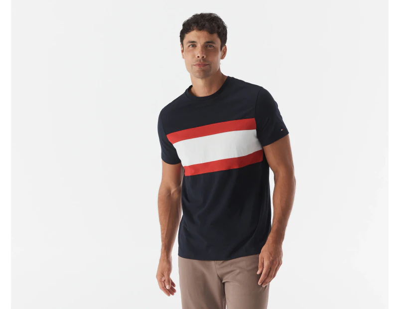 Tommy Hilfiger Men's Colourblock Nantucket Stripe Tee / T-Shirt / Tshirt - Desert Sky