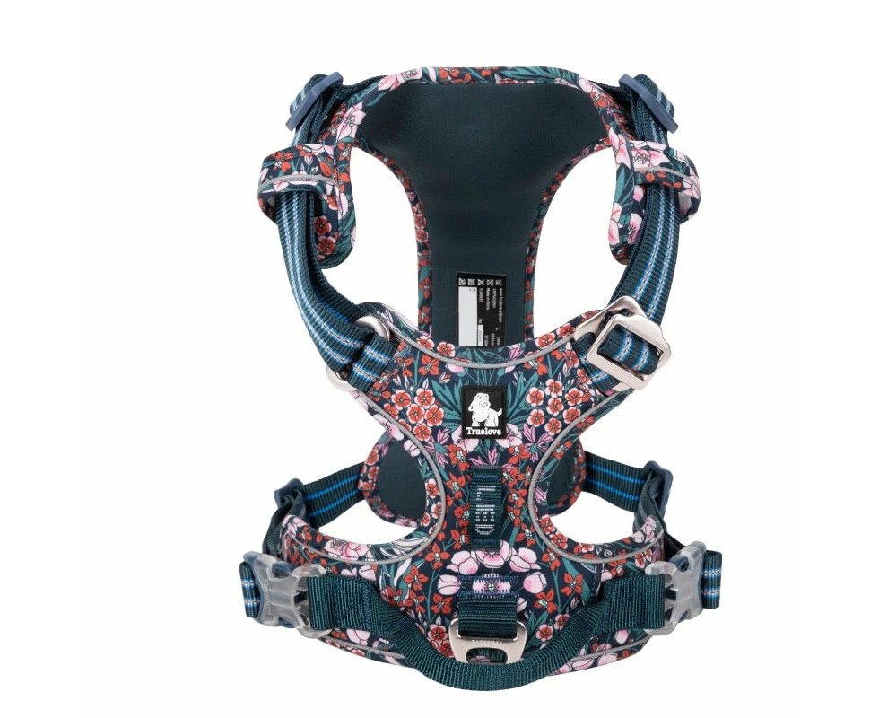 Reflective Floral No Pull Dog Harness - Purple