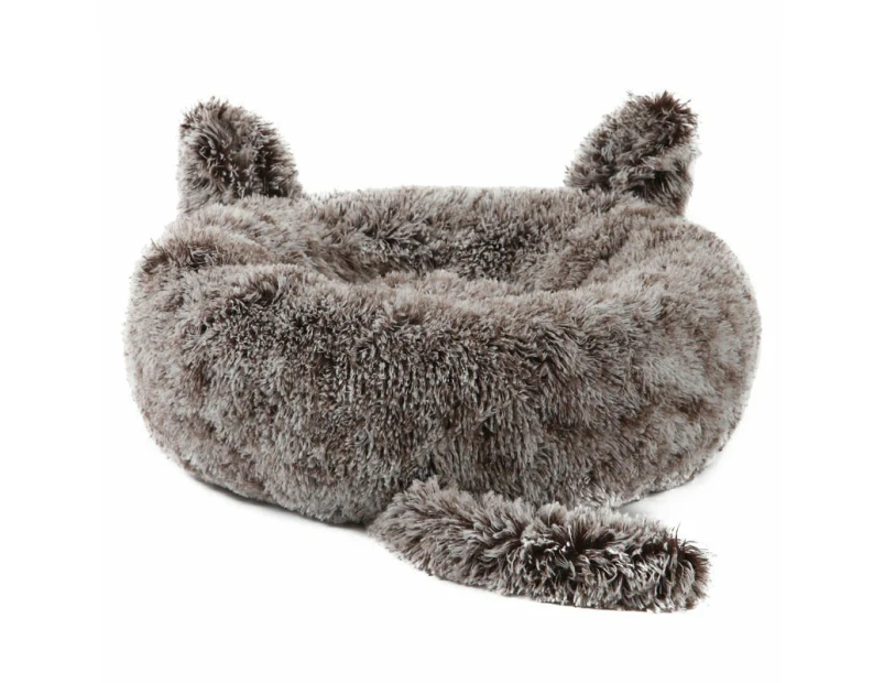 Cozy Fuzzy Plush Calming Dog Bed - Brown