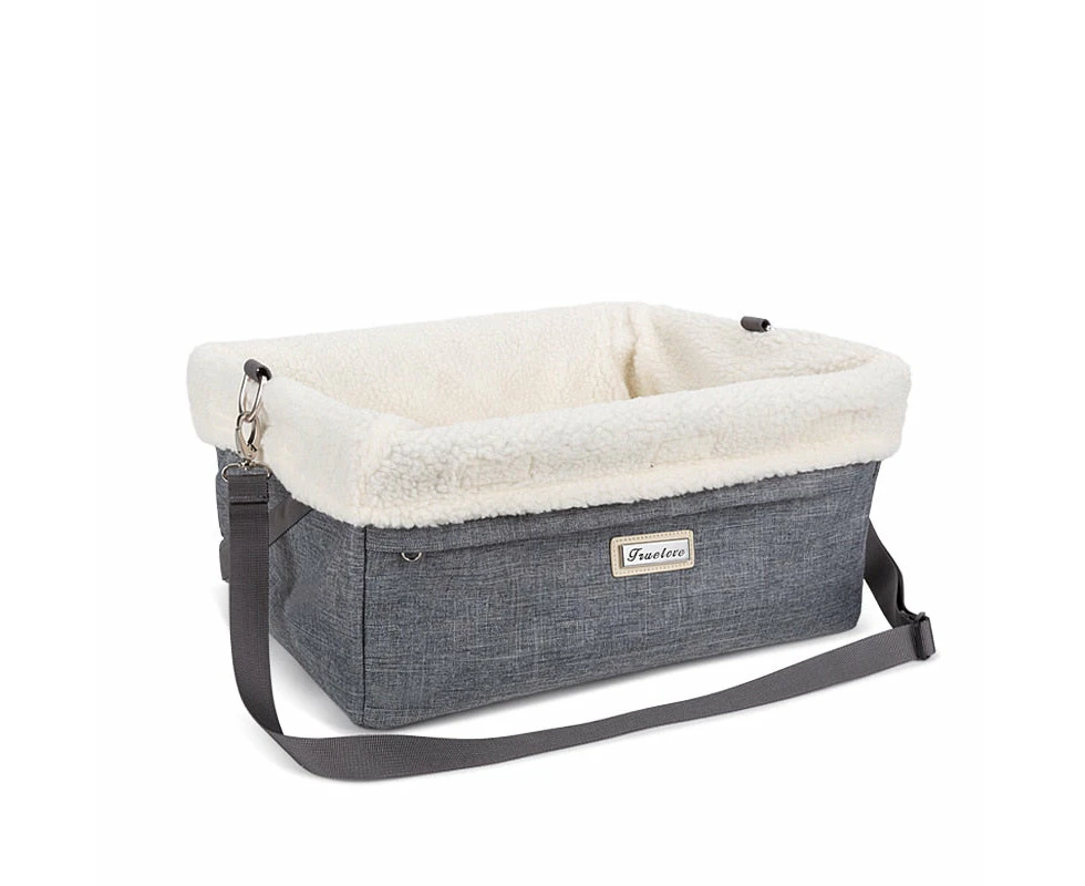 Lamb Fleece Dog Car Safety Seat Carrier - Gray