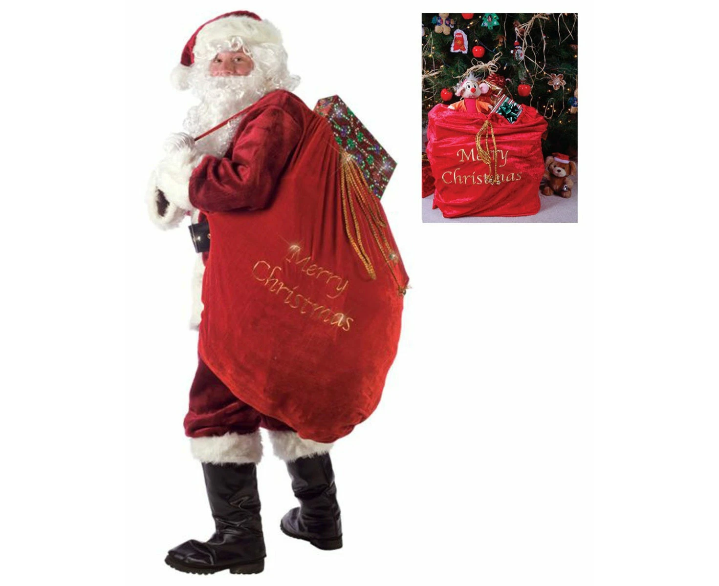 Santa Claus Christmas Red Bag Sack Costume