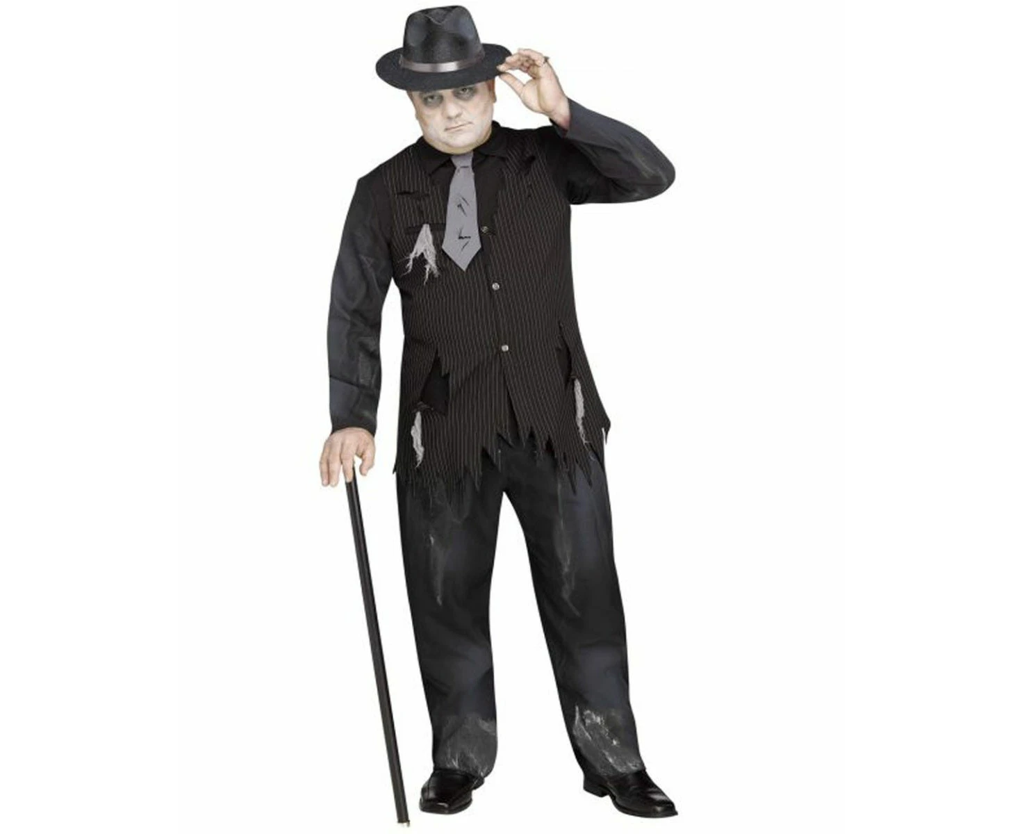 Ghostly Gangster Halloween Plus Mens Costume