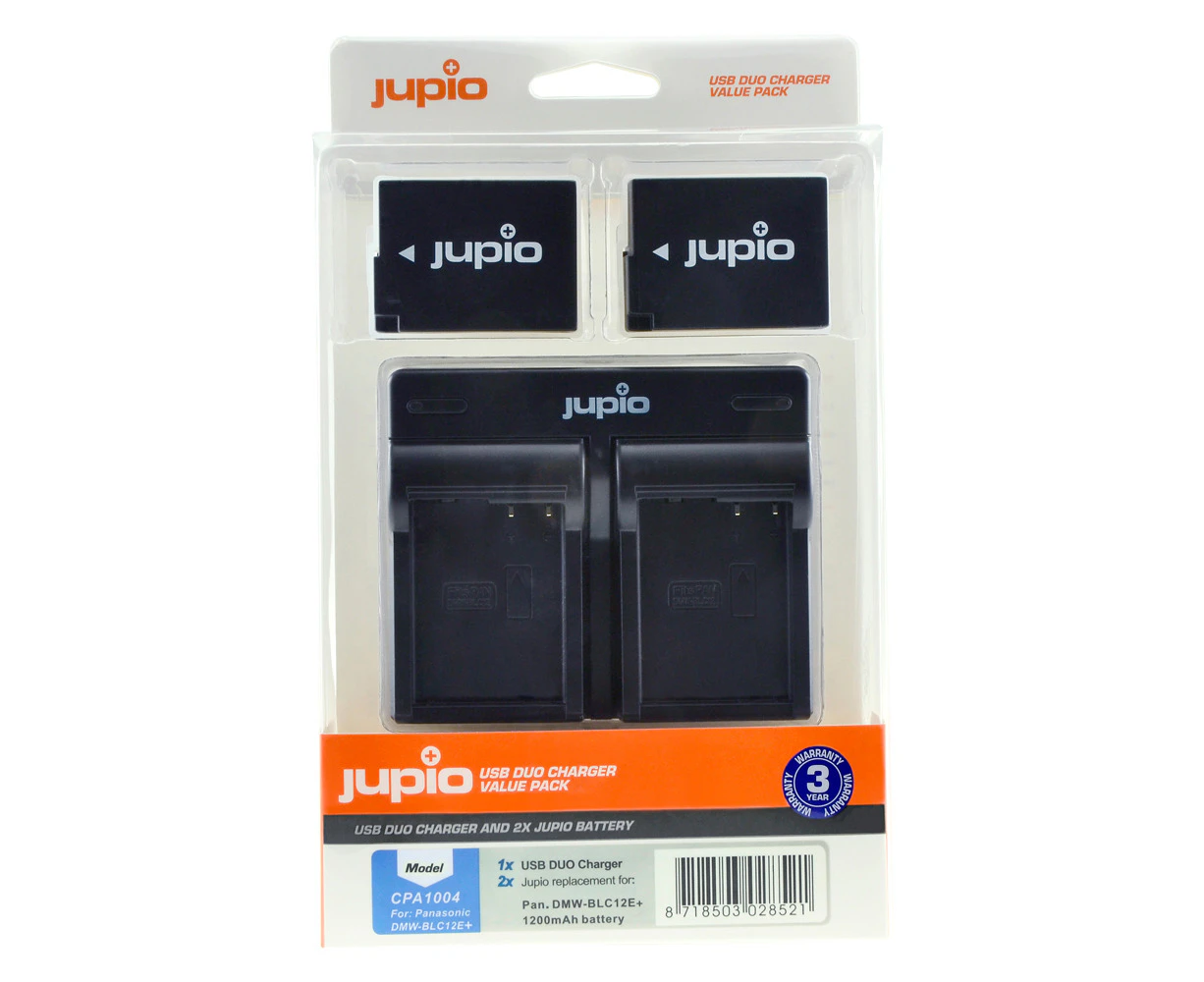 Jupio 2x Batteries 1200mAh & USB Dual Charger Kit For Panasonic DMW-BLC12E