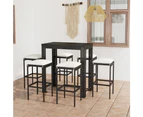 7 Piece Garden Bar Set with Cushions Poly Rattan Black