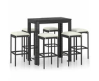 7 Piece Garden Bar Set with Cushions Poly Rattan Black