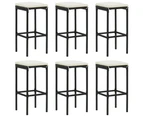 7 Piece Garden Bar Set with Cushions Poly Rattan Black