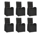 7 Piece Garden Dining Set with Cushions Black Poly Rattan