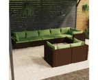 8 Piece Garden Lounge Set with Cushions Brown Poly Rattan