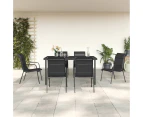 7 Piece Garden Dining Set Black Steel and Textilene