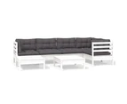 7 Piece Garden Lounge Set with Cushions White Solid Pinewood