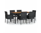 7 Piece Garden Dining Set with Cushions Black Poly Rattan