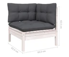 7 Piece Garden Lounge Set with Cushions White Solid Pinewood