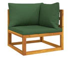 5 Piece Garden Lounge Set with Green Cushions Solid Wood