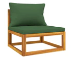 5 Piece Garden Lounge Set with Green Cushions Solid Wood