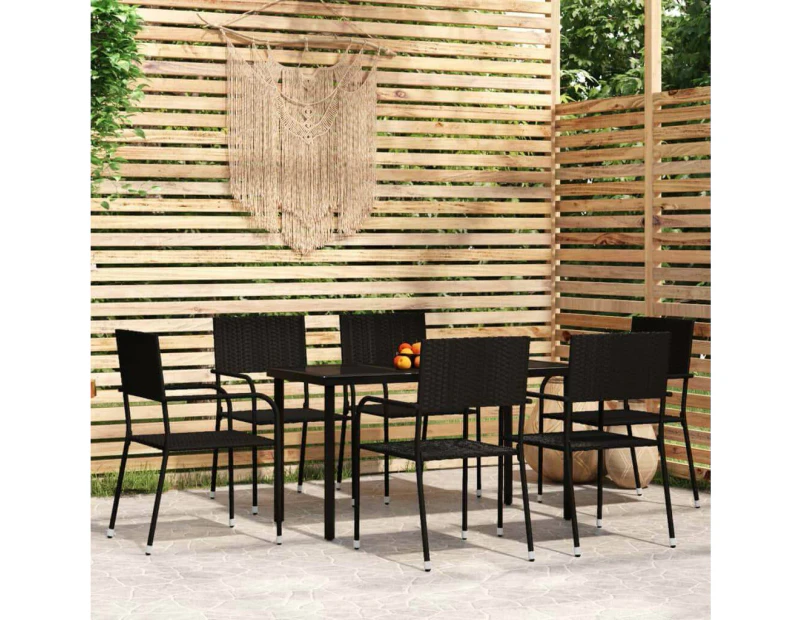 7 Piece Garden Dining Set Black