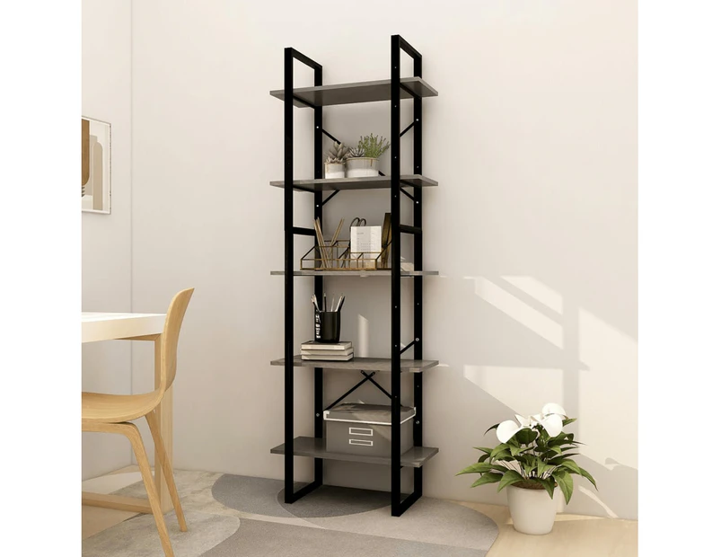 5-Tier Book Cabinet Grey 60x30x175 cm Pinewood