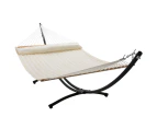 12ft Steel Arc Hammock Stand & King Quilted Hammock in Cream