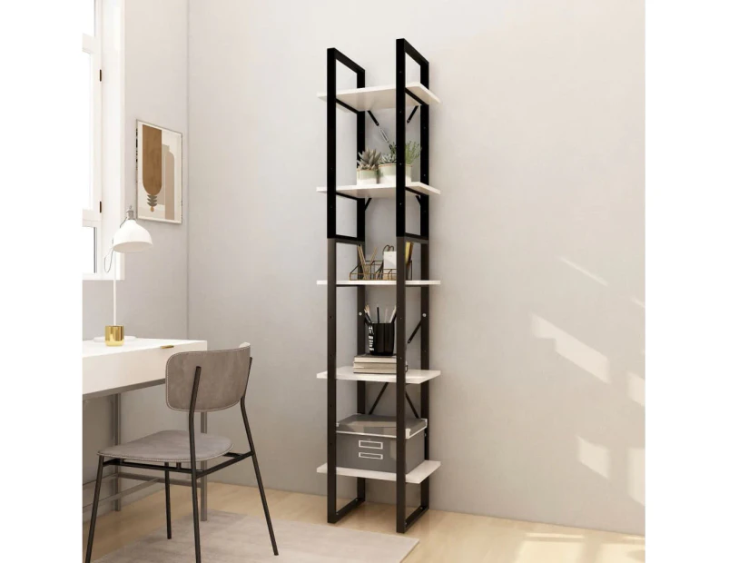 5-Tier Book Cabinet White 40x30x175 cm Pinewood