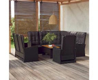 4 Piece Garden Lounge Set with Cushions Black Poly Rattan