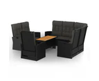 4 Piece Garden Lounge Set with Cushions Black Poly Rattan