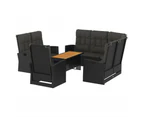 4 Piece Garden Lounge Set with Cushions Black Poly Rattan