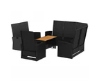 4 Piece Garden Lounge Set with Cushions Black Poly Rattan