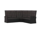 4 Piece Garden Lounge Set with Cushions Black Poly Rattan