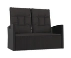 4 Piece Garden Lounge Set with Cushions Black Poly Rattan