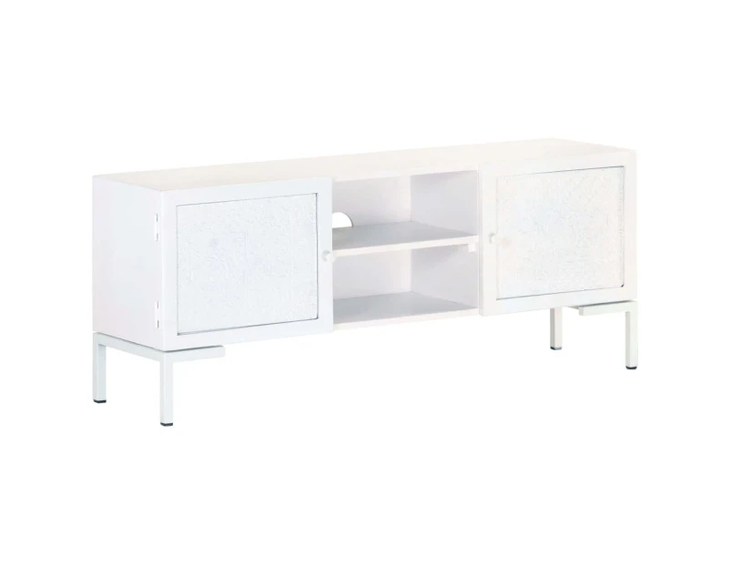 TV Cabinet White 115x30x46 cm Solid Mango Wood