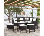 5 Piece L-shaped Couch Sofa Set with Cushions Poly Rattan Black