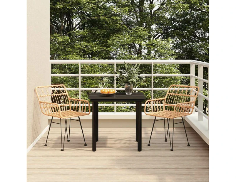 vidaXL 3 Piece Garden Dining Set Poly Rattan