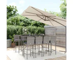 9 Piece Outdoor Bar Set with Cushions Grey Poly Rattan