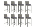 9 Piece Outdoor Bar Set with Cushions Grey Poly Rattan