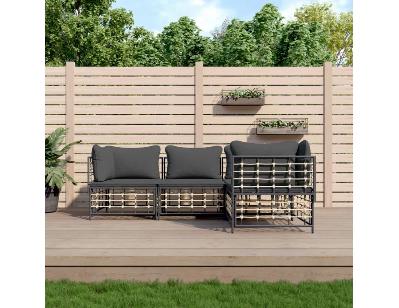 4 Piece Garden Lounge Set with Cushions Anthracite Poly Rattan