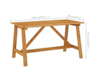 vidaXL Garden Dining Table 140x70x73.5 cm Solid Acacia Wood