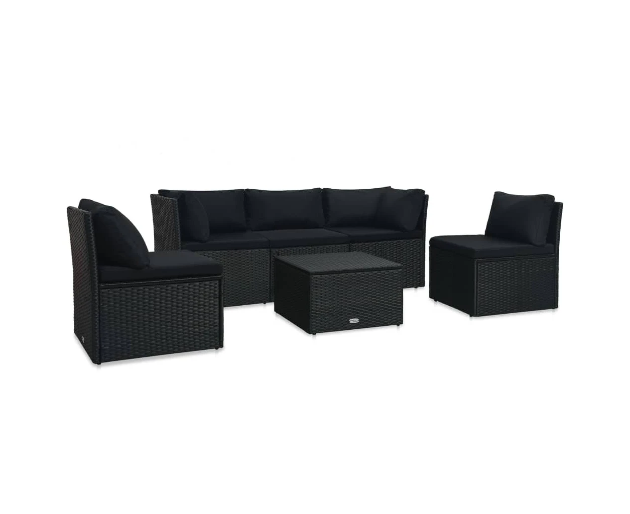 4 Piece Garden Lounge Set With Cushions Poly Rattan - Black