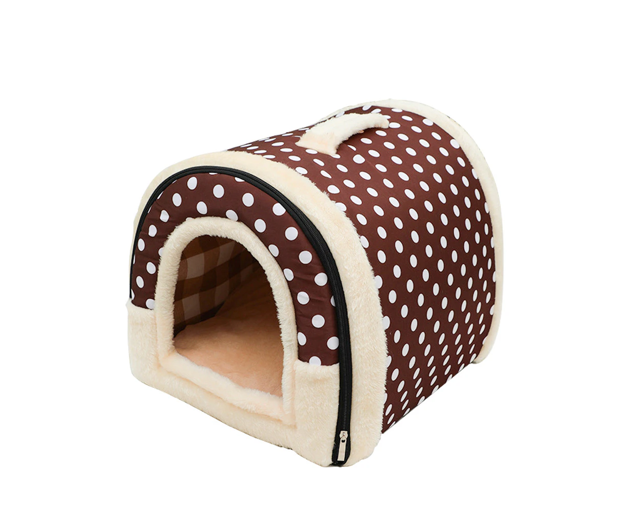 Pet Dog House Brown With Soft Igloo Design Comfortable Cat & Puppy Cushioned Bed Foldable, Machine Washable Durable With Chic Patterns