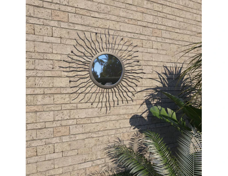 vidaXL Garden Wall Mirror Sunburst 60 cm Black