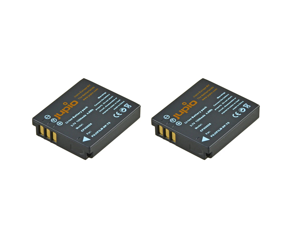 2x Jupio Li-Ion 3.7V 1250mAh Rechargeable Battery Pack For Fuji NP-70 Camera