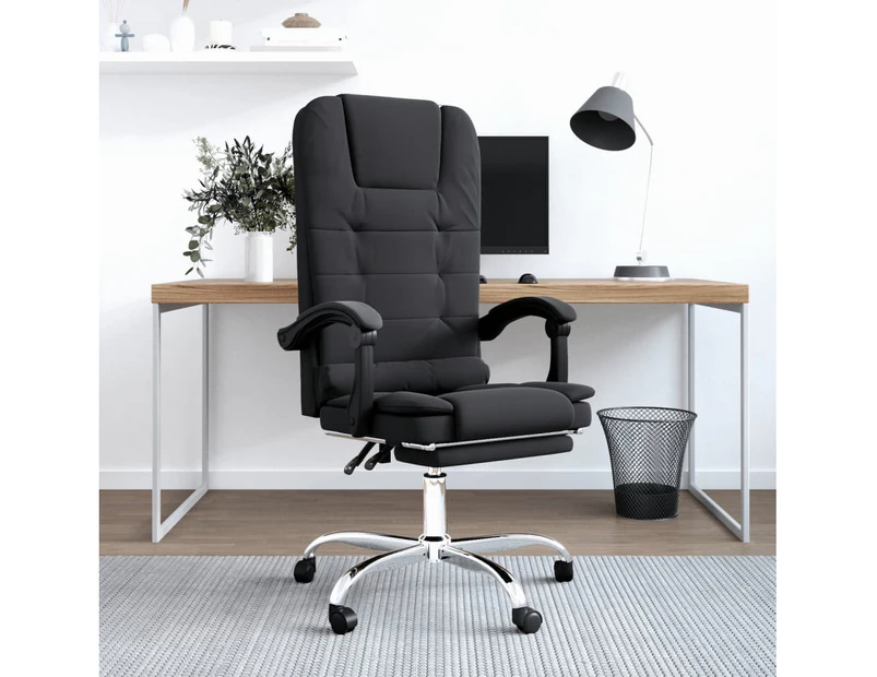 Massage Reclining Office Chair Black Faux Leather